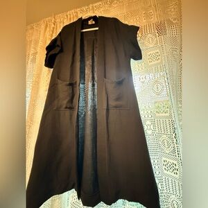 Long Short Sleeve Black Cardigan
